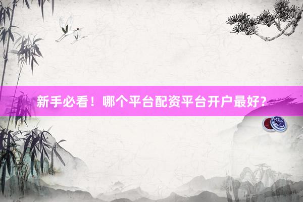 新手必看！哪个平台配资平台开户最好？