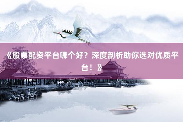 《股票配资平台哪个好？深度剖析助你选对优质平台！》