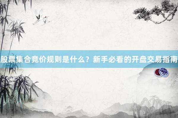 股票集合竞价规则是什么？新手必看的开盘交易指南