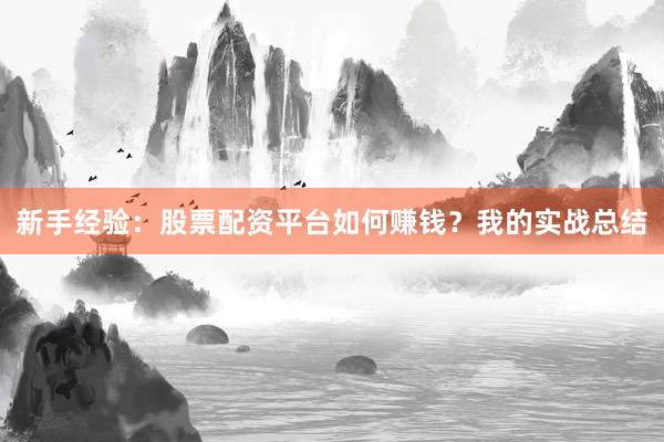 新手经验：股票配资平台如何赚钱？我的实战总结