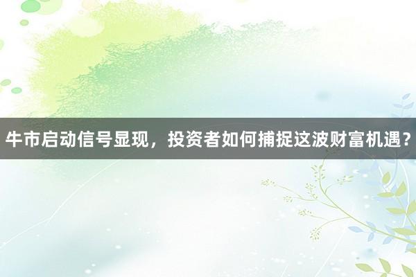 牛市启动信号显现，投资者如何捕捉这波财富机遇？