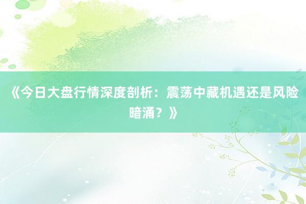 《今日大盘行情深度剖析：震荡中藏机遇还是风险暗涌？》
