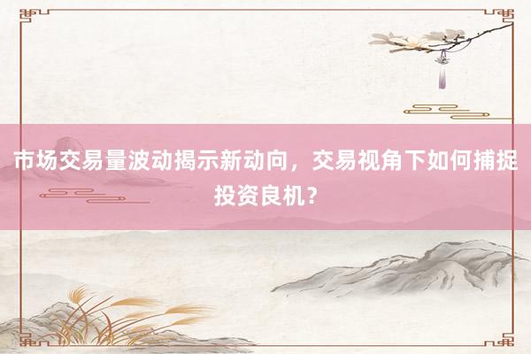 市场交易量波动揭示新动向，交易视角下如何捕捉投资良机？