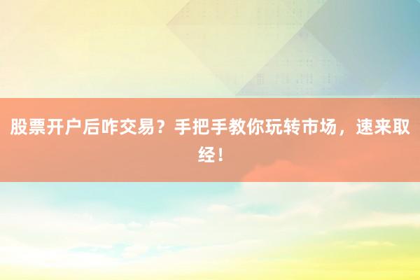 股票开户后咋交易？手把手教你玩转市场，速来取经！