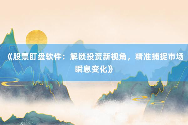 《股票盯盘软件：解锁投资新视角，精准捕捉市场瞬息变化》