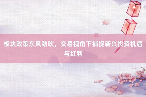 板块政策东风劲吹，交易视角下捕捉新兴投资机遇与红利